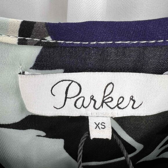 Parker Blue‎ White Floral Print Off Shoulder Silk Dress Womens Extra Small - Picture 6 of 6